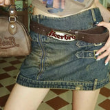 American Vintage High Street Hot Girl Denim Skirts For Women Y2K Baggy Summer New Design Sense Bag