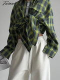 Autumn Winter Women Oversized Plaid Shirt Vintage Long Sleeve Loose Fit Blouse For Woman