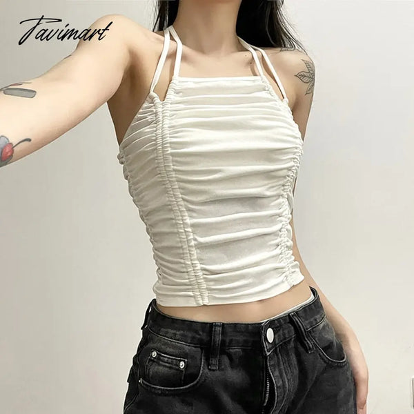 Camisoles Sexy Cami Tops Women Casual All - Match New Sleeveless Crop Top Shirring Design Korean