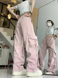 Causal Baggy Cargo Pants High Waist Y2K Big Pockets Streetwear Student Trousers Loose Fall Korean