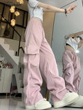 Causal Baggy Cargo Pants High Waist Y2K Big Pockets Streetwear Student Trousers Loose Fall Korean