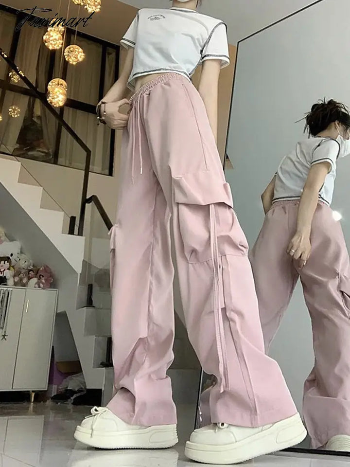 Causal Baggy Cargo Pants High Waist Y2K Big Pockets Streetwear Student Trousers Loose Fall Korean