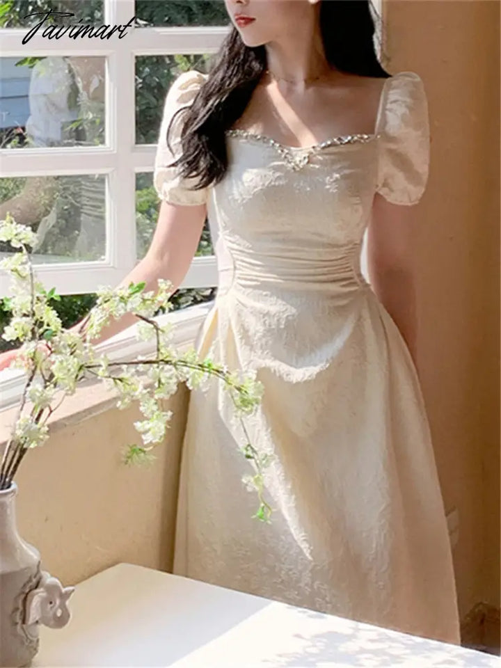 Elegant Midi Dresses Women Summer New Fashion Vintage Princess Evening tavimart Elegant Midi Dresses Women Summer New Fashion Vintage Princess Evening tavimart