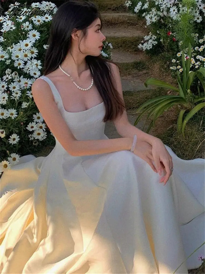 Midi Dress Evening Party Prom Women Summer New Elegant Princess Wedding Fashion Vintage Sleeveless