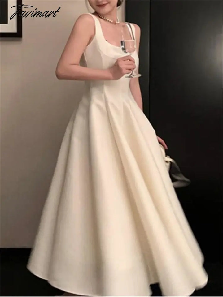 Midi Dress Evening Party Prom Women Summer New Elegant Princess Wedding Fashion Vintage Sleeveless