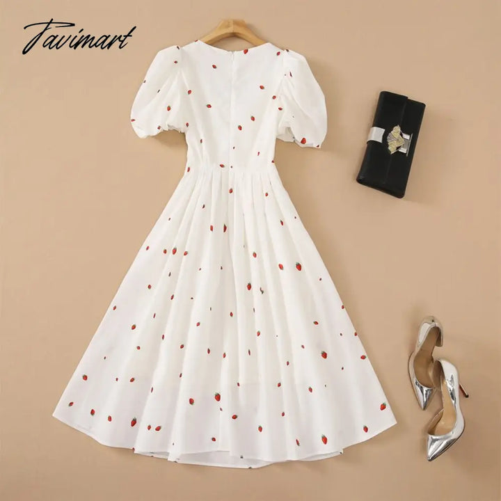 Mqtime 0425 S - Xl High Quality Summer New Fashion Strawberry Print Embellished Square Neck Tube