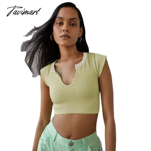 Mqtime Knitted Thread T - Shirt Women’s Summer Slim Fit Midriff Outfit Hot Girl Sexy Top Bottoming