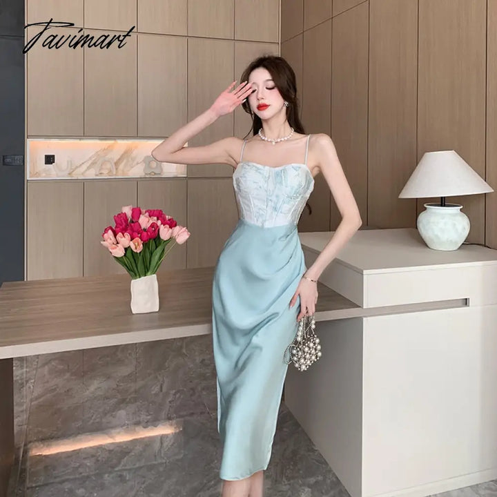 Sexy Backless Midi Dresses For Women Summer Elegant Party Prom Suspender Female Clothes Vestidos