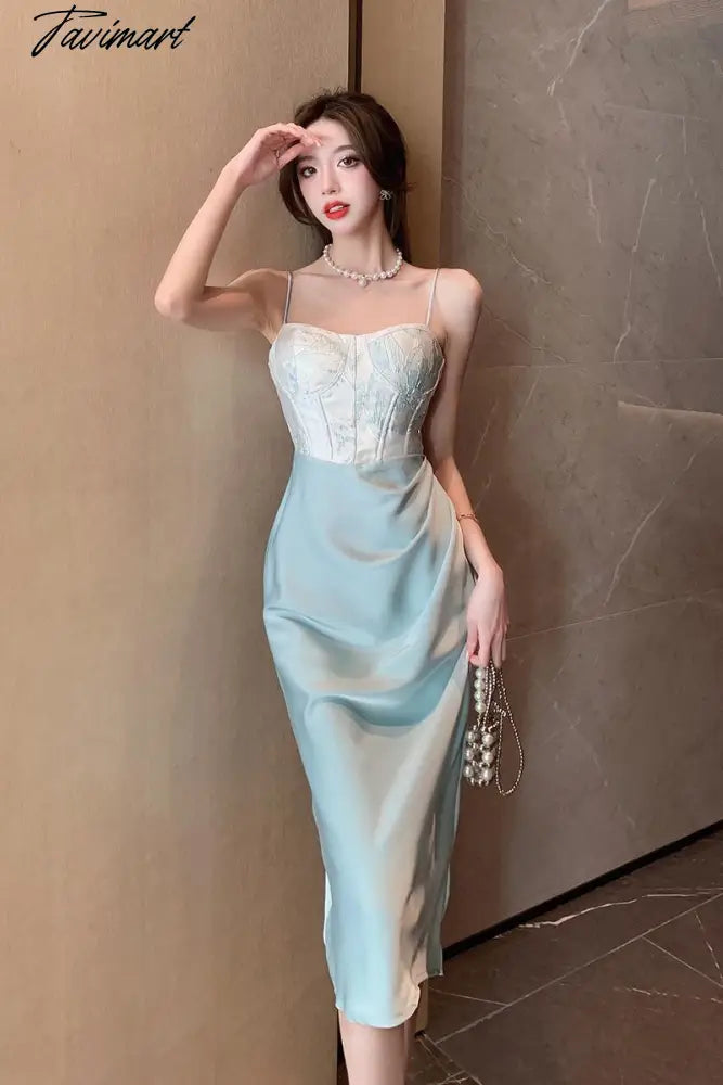 Sexy Backless Midi Dresses For Women Summer Elegant Party Prom Suspender Female Clothes Vestidos