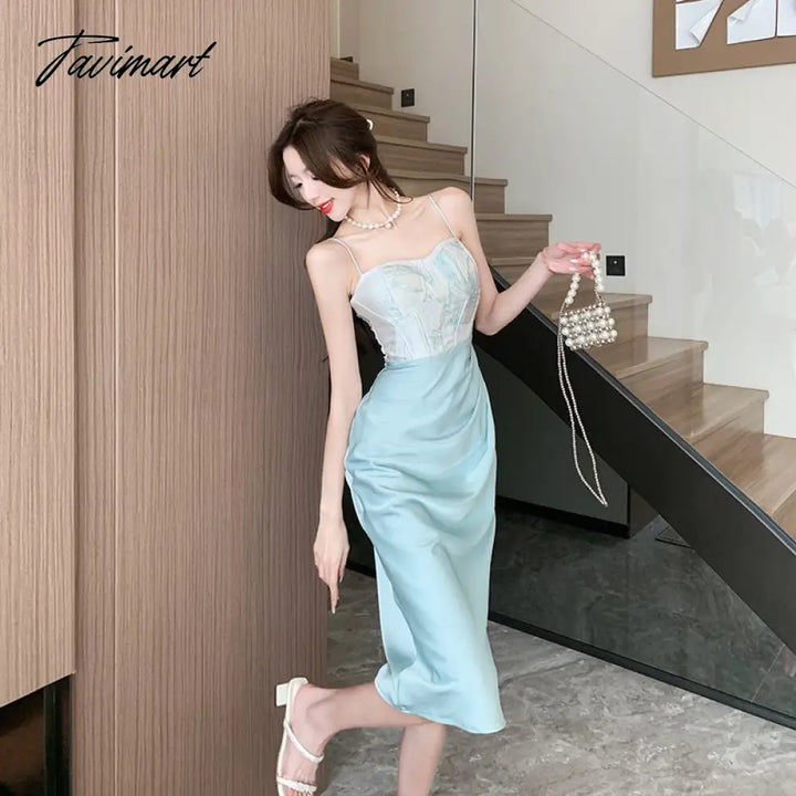 Sexy Backless Midi Dresses For Women Summer Elegant Party Prom Suspender Female Clothes Vestidos