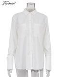 Summer Autumn Women Elegant Long Sleeve Solid White Shirt Ladies Loose Blouse For Woman Female