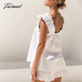 Tavimart 100% Cotton Women Pajama Robe Sets Casual Ruffles Tops + Shorts Woman 2 Pieces Nightgown