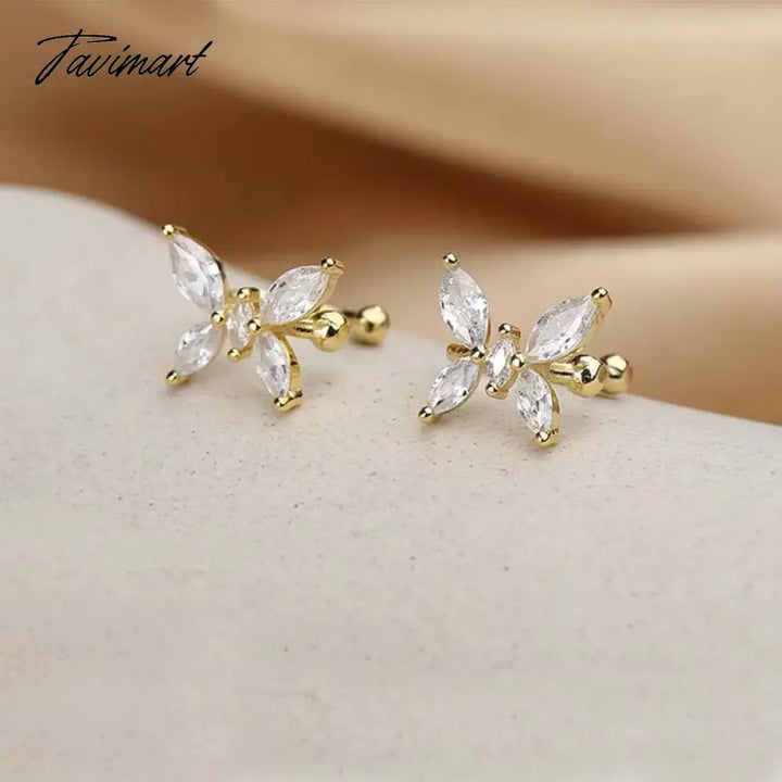 Tavimart 1Pcs Gold Color Zircon Butterfly Ear Clip Female Luxury Shiny Crystal Non - Piercing Fake