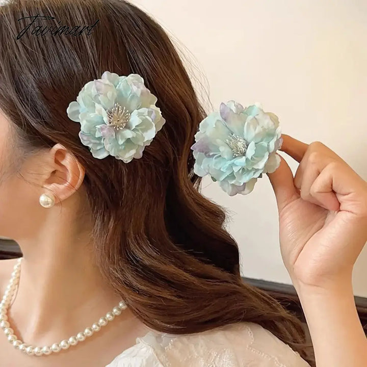 Tavimart - 1Pcs Peony Flower Hair Clip Sweet Big Headwear Hairpin Bohemia Ponytail Party Jewelry