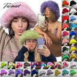 Tavimart 58 - 60Cm Xl Fashion Faux Fur Bucket Hats For Women Winter Warm Big Fluffy Luxury Plush