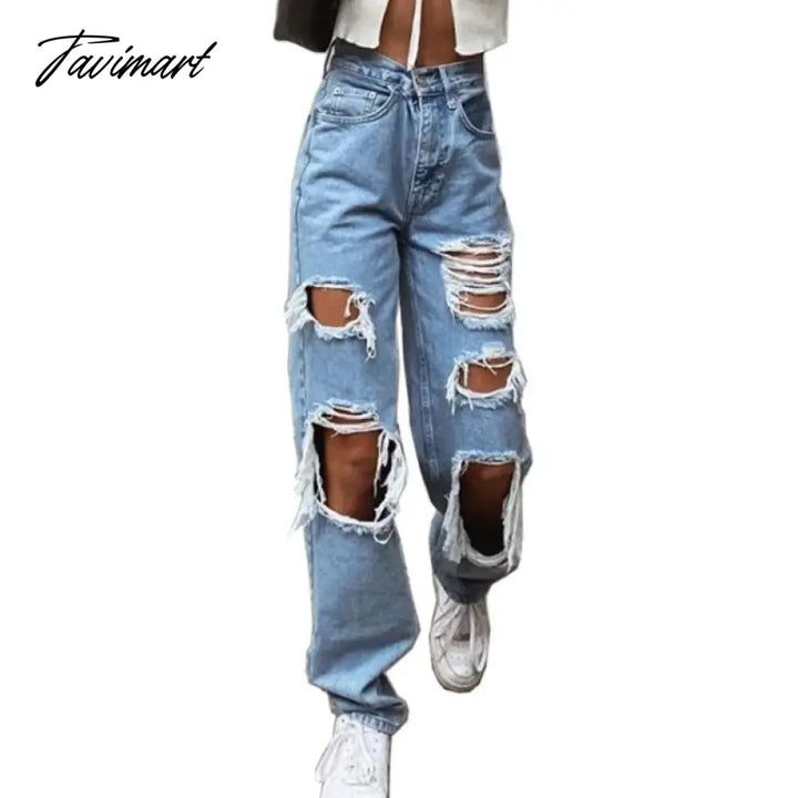 Tavimart Autumn Black Women Cowboy Striped Patchwork Jeans Street Casual Hip Hop High Waist Loose