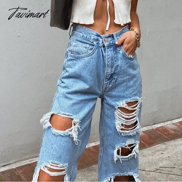 Tavimart Autumn Black Women Cowboy Striped Patchwork Jeans Street Casual Hip Hop High Waist Loose