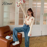 Tavimart Autumn Knitted Sweet Cardigan Women Japanese Designer Cherry Chic Female Korean Fashion
