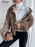 Tavimart Autumn Winter Female Long Sleeve Urban Warm Casual Short Coats Women Solid Color Office