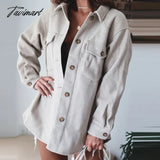 Tavimart Autumn Winter Ladies Casual Pocket Solid Outwear Women Fashion Lapel Single Breasted