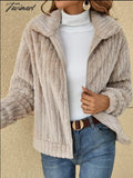 Tavimart Autumn Winter New Fashion Women’s Warm Plush Zipper Top Cardigan Jacket Ladies Coat
