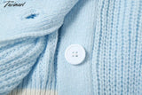 Tavimart Autumn Winter Women Cardigans Warm Knitted Sweater Jacket Pocket Contrasting Knit Cardigan