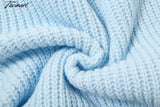 Tavimart Autumn Winter Women Cardigans Warm Knitted Sweater Jacket Pocket Contrasting Knit Cardigan