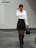 Tavimart Autumn Winter Women Sexy Mini Shorts Skirts Solid Black High Waist Office A - Line Skirt