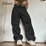Tavimart Baggy Cargo Parachute Pants Y2K Jogger Trousers Brown Wide Leg Retro Old School Hip Hop