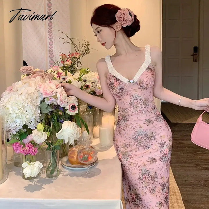 Tavimart - Beach Korean Dresses For Women Sexy Vestido Midi Party Woman Robes Longues Roupa