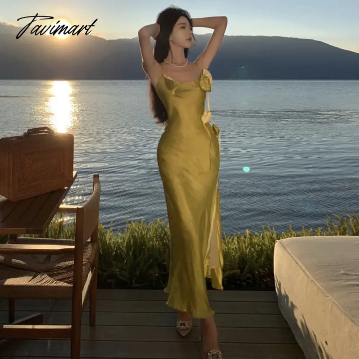 Tavimart - Beach Korean Dresses For Women Sexy Vestido Midi Party Woman Robes Longues Roupa