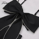 Tavimart Beading Spaghetti Strap Bandages Dress New Sexy Bow Hollow Out Clothes Club Party Elegant