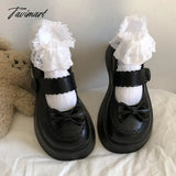 Tavimart - Black Mary Jane Lolita Jk Uniform Shoes Girl Student Summer Platform Big Head Soft Girls