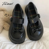 Tavimart - Black Mary Jane Lolita Jk Uniform Shoes Girl Student Summer Platform Big Head Soft Girls