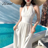 Tavimart Black White Sexy V Neck Party Evening Dress Vintage Summer Beach Vacation Long Dresses