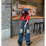 Tavimart Blue Jeans Women Vintage Worn - Out Y2K Style American Streetwear Wide Leg Pants Fashion