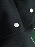 Tavimart Boyfriend Bomber Jacket Women Vintage Letter Patchwork Woolen Pu Leather Splicing Loose
