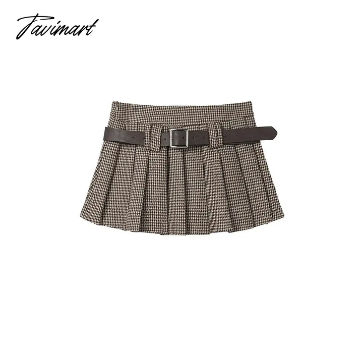 Tavimart Brown Sexy Club Short Skirt Ladies Autumn Clothes Women’s High Waist Harajuku Korean