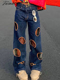 Tavimart Cargo Pants Sexy Wide Leg Trousers Hollow Out Grunge Clothes Oversize Pants Streetwear 90s Loose High Waist Jeans Cyber Y2k