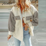 Tavimart Casual Autumn Winter Women Plush Jackets Coat Elegant Long Sleeve Button Fashion Outwear