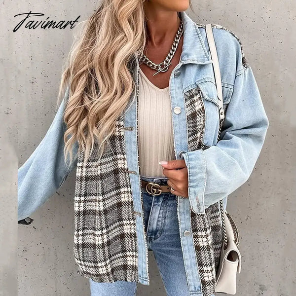 Tavimart Casual Button Turn - Down Collar Shirt Coat Top Women Fashion Commute Cardigan Coats Denim