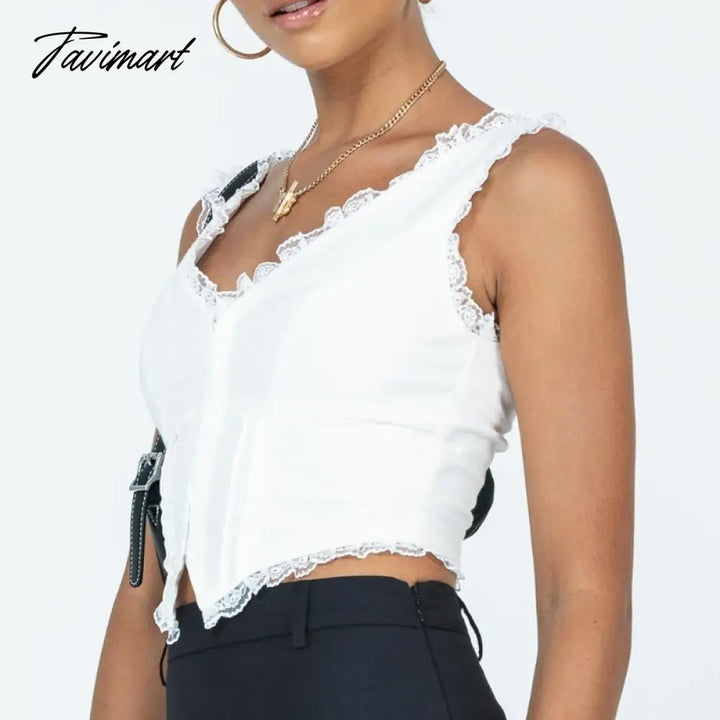 Tavimart Chic Lace - Up Milkmaid Tops Y2K Women Low - Cut Bustier Corset 2000S Cute Fairycore