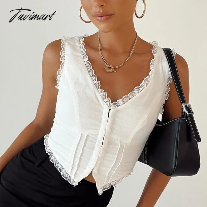 Tavimart Chic Lace - Up Milkmaid Tops Y2K Women Low - Cut Bustier Corset 2000S Cute Fairycore