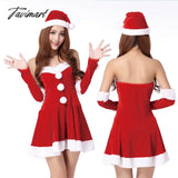 Tavimart Christmas Cosplay Dress Set Women Corduroy Sexy Backless Mini Skirt Santa Suit Ladies