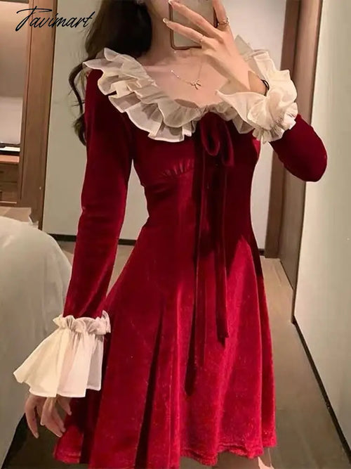 white christmas dresses Red velvet christmas party dress JENNIE – MYAN ATELIER main image 1