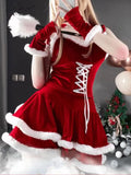 Tavimart Christmas Red Sexy Skirt Women Japanese Style Bandage Kawaii Sweet Party Mini Female