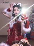 Tavimart Christmas Red Sexy Strap Dress Women Korean Style Slim Mini Autumn Bandage Casual Vintage