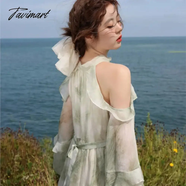 Tavimart - Chubby Plus Size Women’s Clothing Elegant Ruffle Off - The - Shoulder Fat Girl