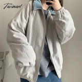 Tavimart Corduroy Vintage Jacket Women’s Winter Coats Patchwork Lapel Korean Style Loose Student