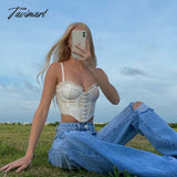 Tavimart Corset Top Y2K Women New Arrivals Floral Sexy Yellow Female Crop For Party Club